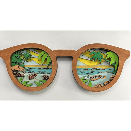 Sunglasses with Beach Scene 3D Laser Cut