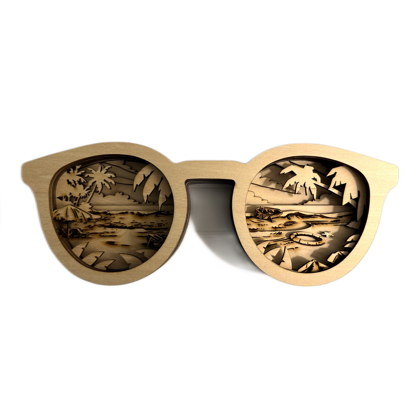 Sunglasses with Beach Scene 3D Laser Cut