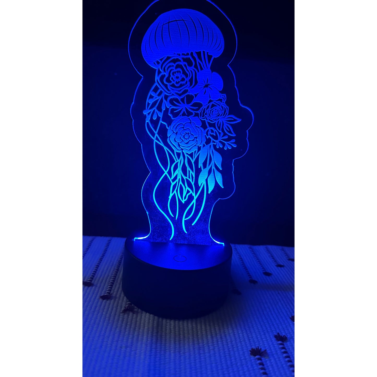 Jelly Fish Engraved in Acrylic with LED Light Base