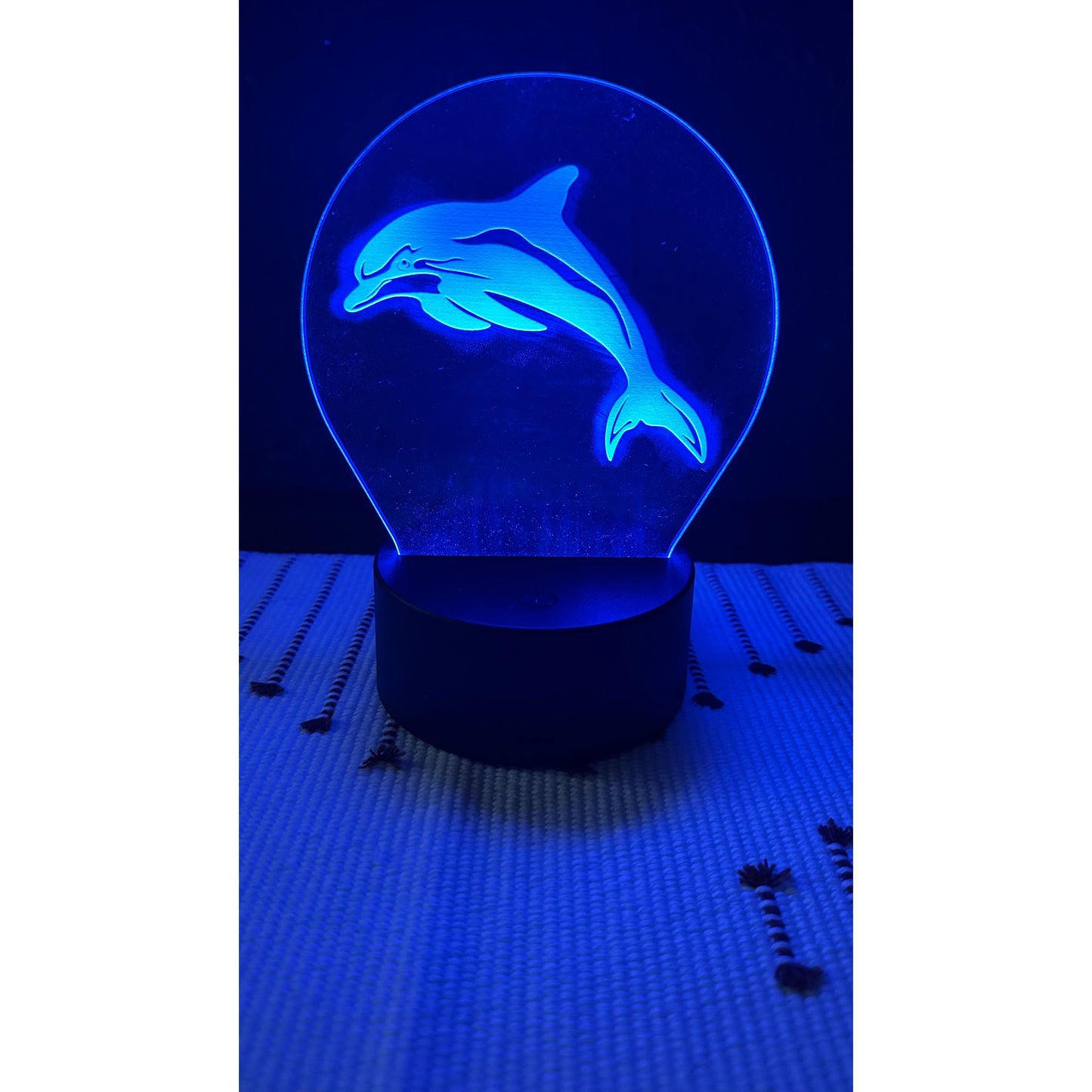 Dolphin Engraved in Acrylic with LED Light Base