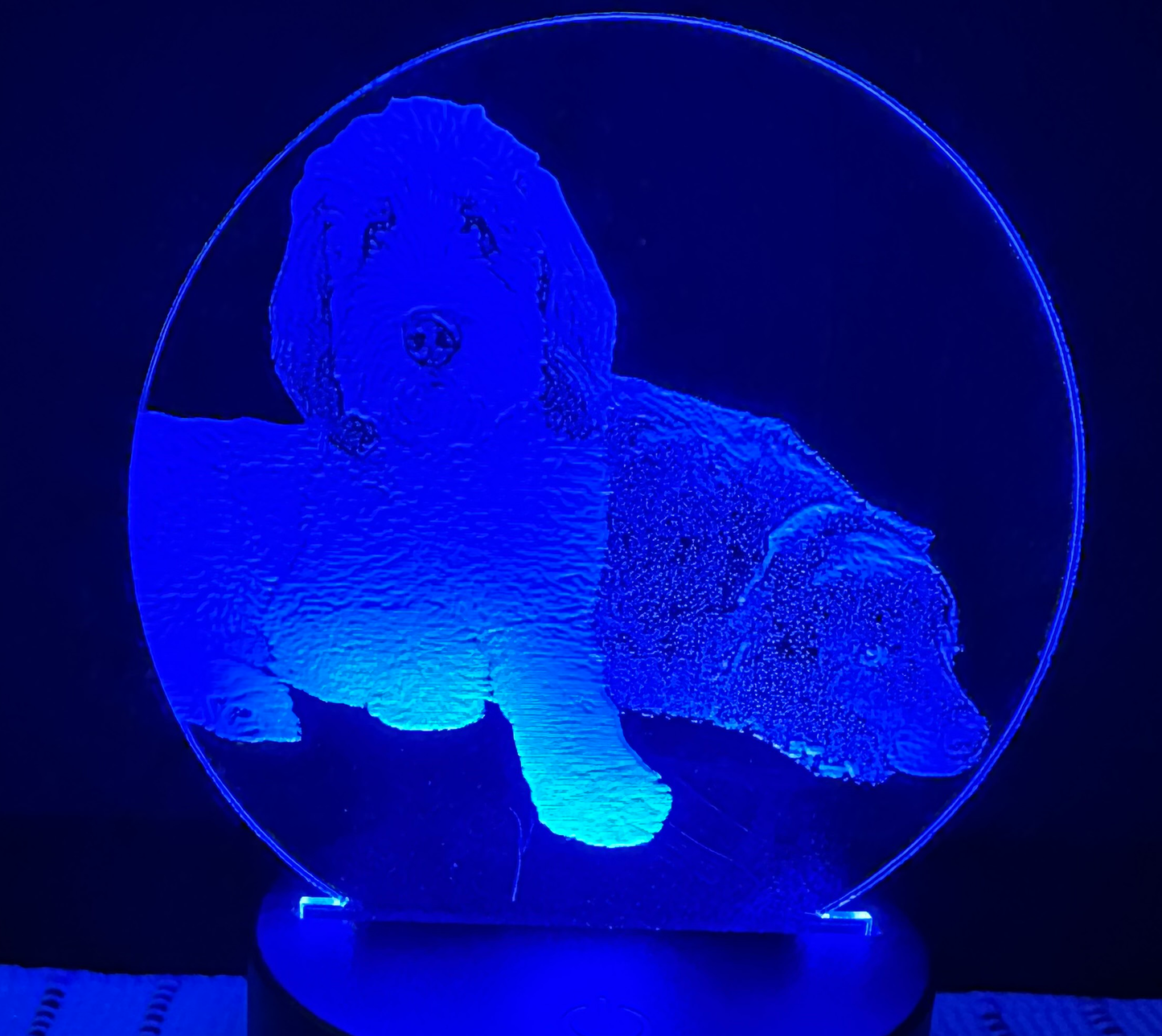 Custom Picture or Image Engraved in Acrylic with LED Light Base