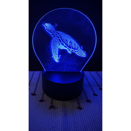 Sea Turtle Engraved in Acrylic with LED Light Base
